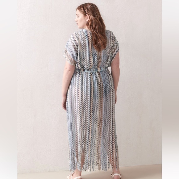 NWT Becca by Rebecca Virtue Wander Fringe Sheer Kimono Swim Cover-Up - 1X - Picture 1 of 10